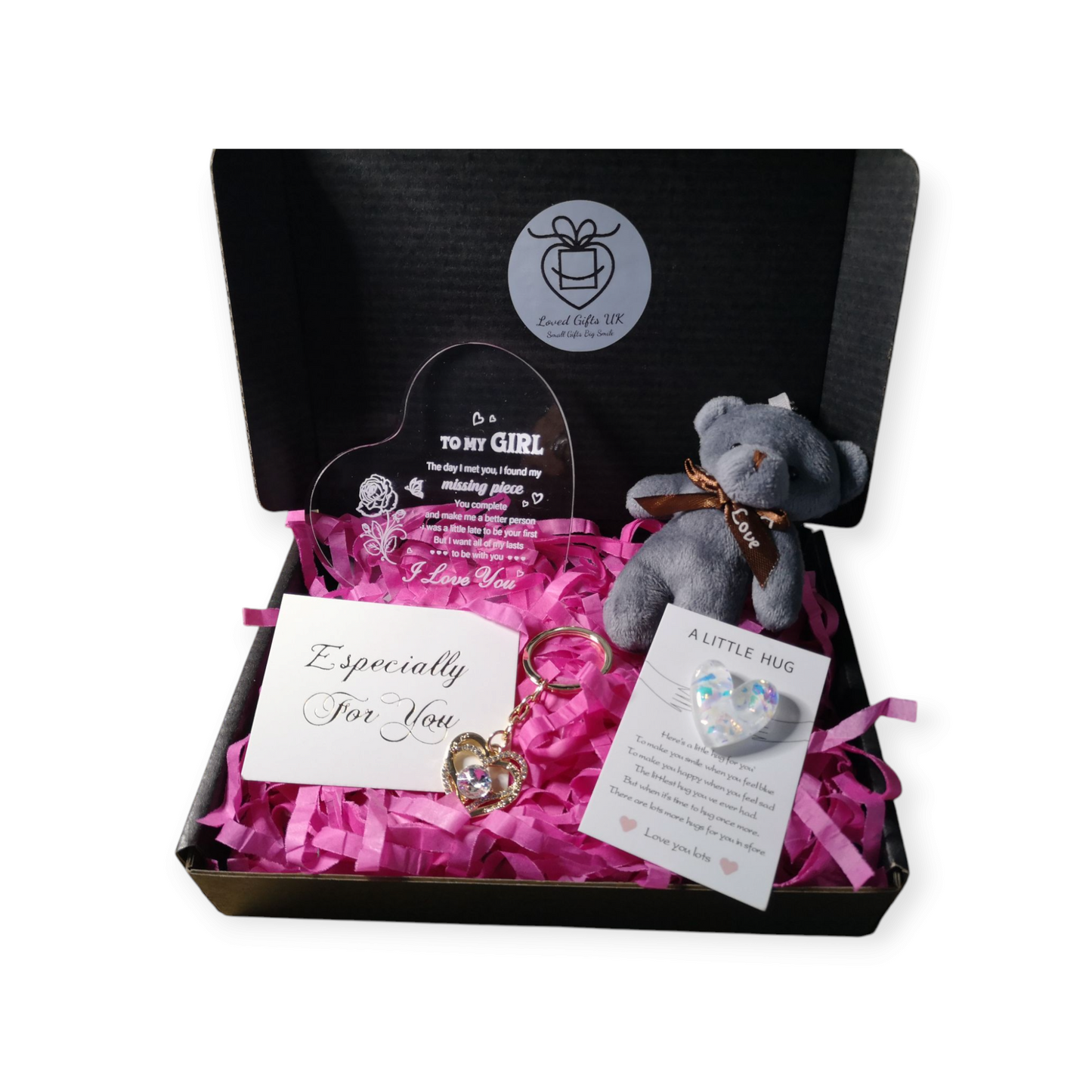 For Her Keyring &  Grey Teddy Bear Box