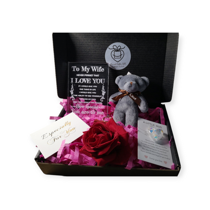 For Her Keyring &  Grey Teddy Bear Box
